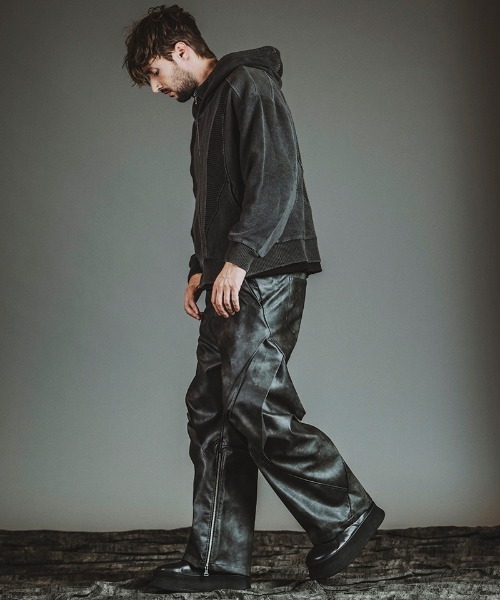 NO ID.（ノーアイディー） パンツ mp14314-シンセティックレザーZIP