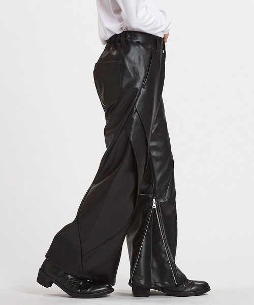 NO ID.（ノーアイディー） パンツ mp14314-シンセティックレザーZIP