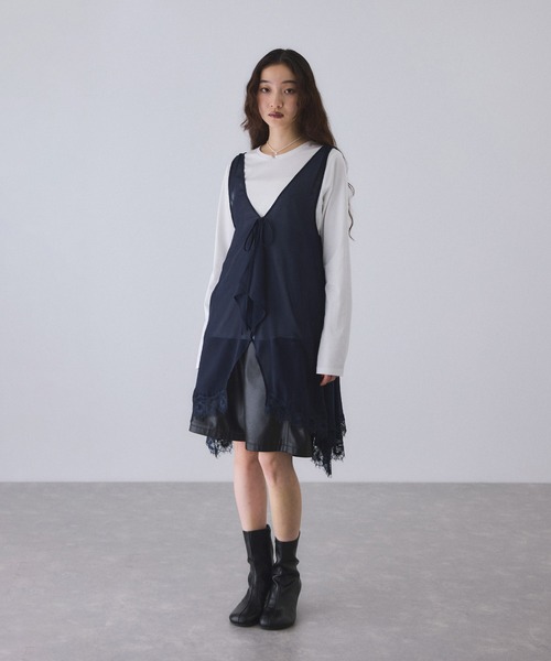 ADAM ET ROPE'（アダムエロペ） ブラウス シャツ ヘムレースシアージレ