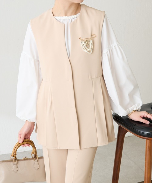 COLLAGE GALLARDAGALANTE ベスト ジレ ツイルプリーツジレ レディース