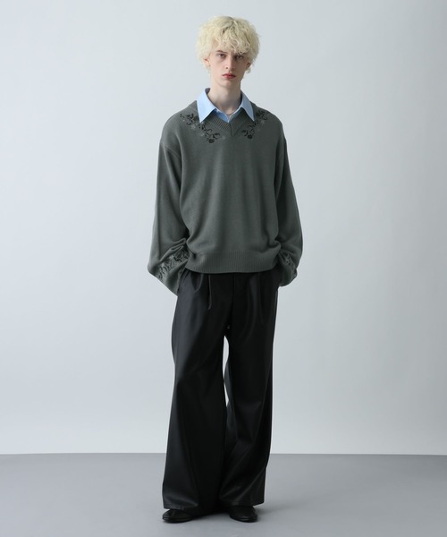 HARE（ハレ） セーター ニット シシュウVネックニットプルオーバー