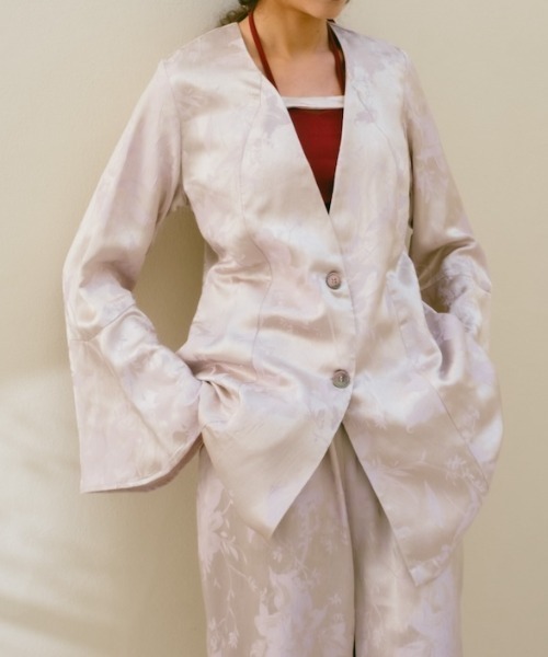 ジャケット・アウター sahara sahara（サハラ） ジャケット ノーカラージャケット Satin Jacquard
