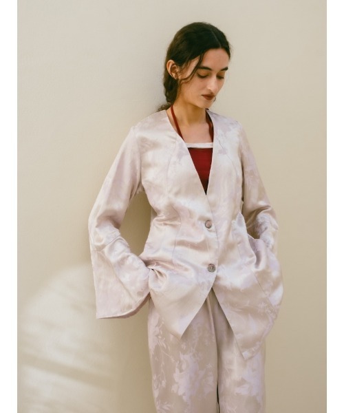 ジャケット・アウター sahara sahara（サハラ） ジャケット ノーカラージャケット Satin Jacquard