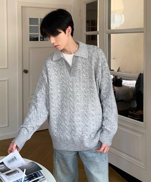 NOWLE（ノウル） セーター ニット 「NOWLE」ケーブル編み フェイク 