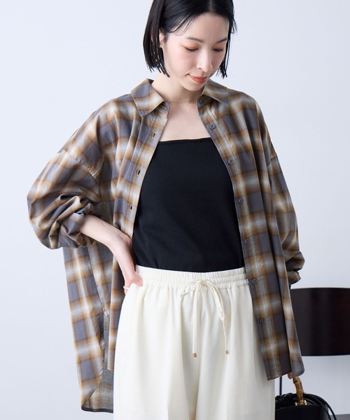 美品 2024SS ロイスクレヨン Lois CRAYON シアーチェックハイネックプルオーバー M＼ネイビー ブラウス シャツ【2400014754971】 美品 2024SS ロイスクレヨン Lois CRAYON シアーチェックハイネック