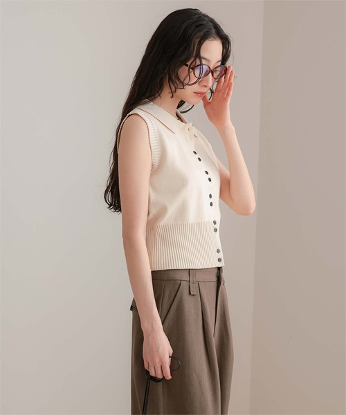 miette（ミエット） ニット セーター ダブルボタン襟付きノースリーブ