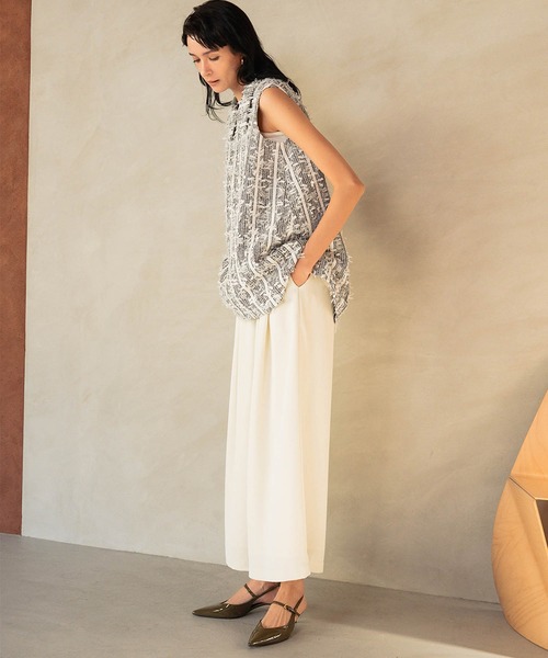 peony 　EFFE カラミリボンノースリーブツイードトップス 大人気！〈カラミリボン〉に新色が登場しました♡｜EFFE BEAMS