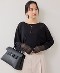 tシャツ ラメメッシュスリーブ切り替えシアーロ...の詳細画像2