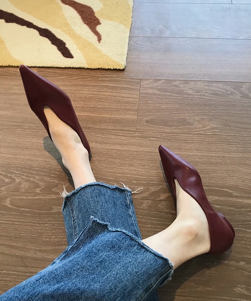 「SETUP7」 フラットパンプス 38 レッド レディース_画像7