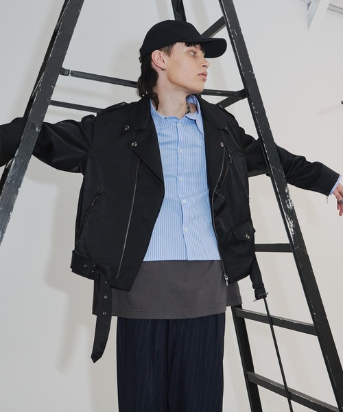「AIVER」 ライダースジャケット LARGE ブラック メンズの画像