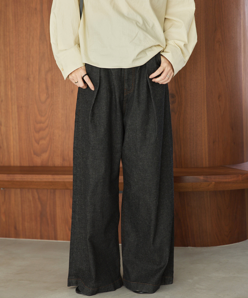 最終限定価格中です！！plage リアムプラージュ　ブラックデニム36サイズ plage（プラージュ） ジーンズ デニム デニムパンツ linen mix tuck
