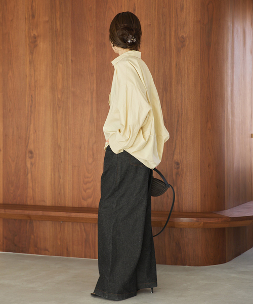 Plage プラージュ DENIM TUCK WIDE パンツ　38 plage（プラージュ） ジーンズ デニム デニムパンツ linen mix tuck