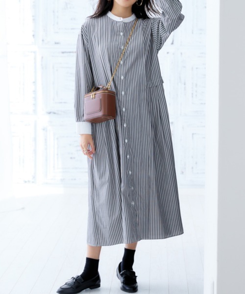 「nissen」 長袖ワンピース M ブルー レディース_画像2