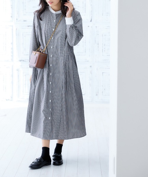 「nissen」 長袖ワンピース M ブルー レディース_画像4