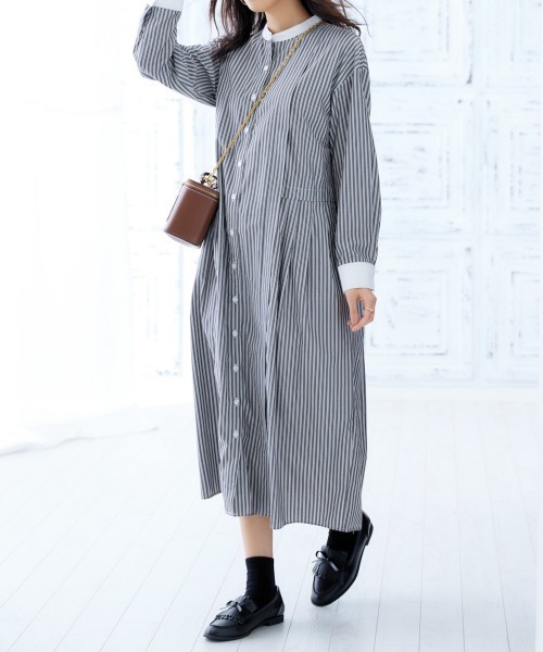 「nissen」 長袖ワンピース M ブルー レディース_画像5