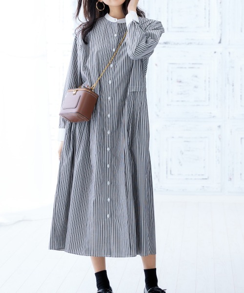 「nissen」 長袖ワンピース M ブルー レディース_画像6