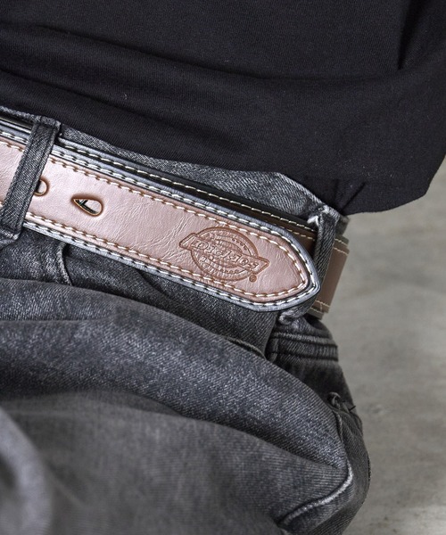 さみーオリーブリッチ.ダブルフェイスベルト Dickies（ディッキーズ） ベルト PU ダブルレザーステッチ 2重ベルト