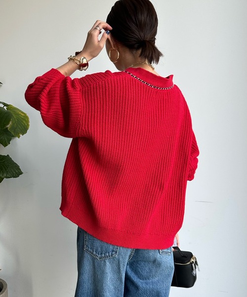 「DouDou」 ニットカーディガン FREE グレー レディースの画像