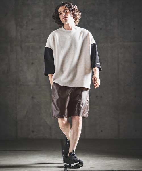 CHANEL ビンテージレザー切り替えハーフパンツ42サイズ GLIMCLAP ハーフパンツ パンツ 短パン mp14924- Synthetic Leather