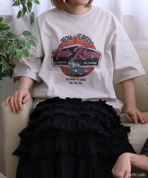 tシャツ 「公式」トムとジェリー USEDLIKEサークル車Tシャツ メンズ