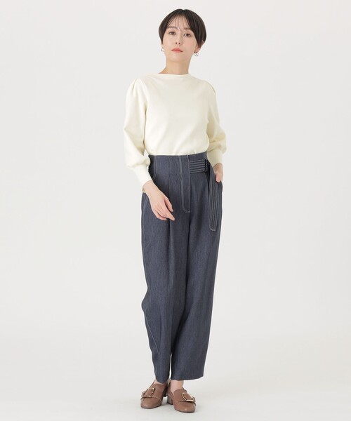 「CAST:」 7分袖ニット M ネイビー レディース_画像2