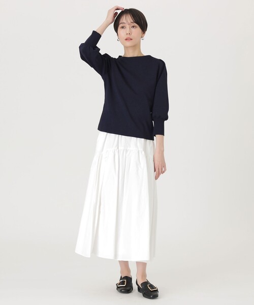 「CAST:」 7分袖ニット M ネイビー レディース_画像4