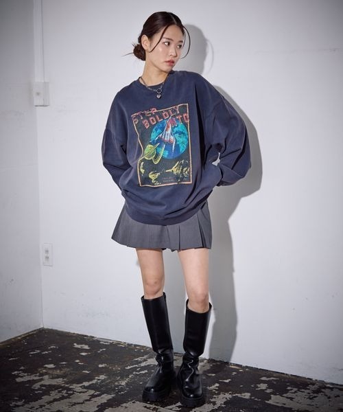 「PBLIM」 スウェットカットソー MEDIUM チャコールグレー レディース_画像5