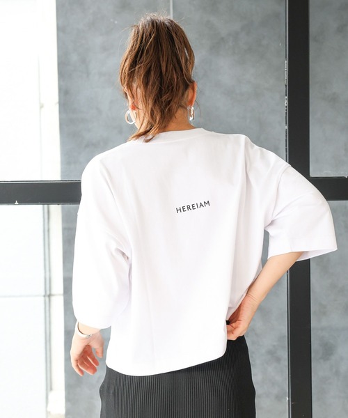 「HEREIAM」 半袖Tシャツ FREE レッド レディース_画像3