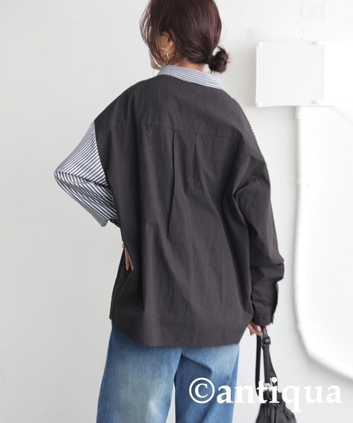 「antiqua」 長袖シャツ ONESIZE ブラック レディース_画像6