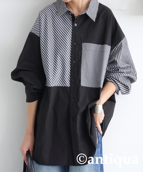 「antiqua」 長袖シャツ ONESIZE ブラック レディース_画像8