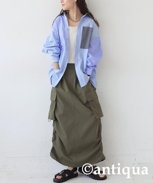 「antiqua」 長袖シャツ ONESIZE ブラック レディース_画像9
