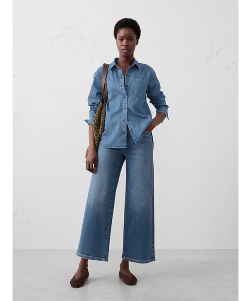 「BANANA REPUBLIC FACTORY STORE」 長袖シャツ X-SMALL インディゴブルー レディース_画像5