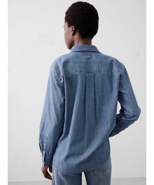 「BANANA REPUBLIC FACTORY STORE」 長袖シャツ X-SMALL インディゴブルー レディース_画像6