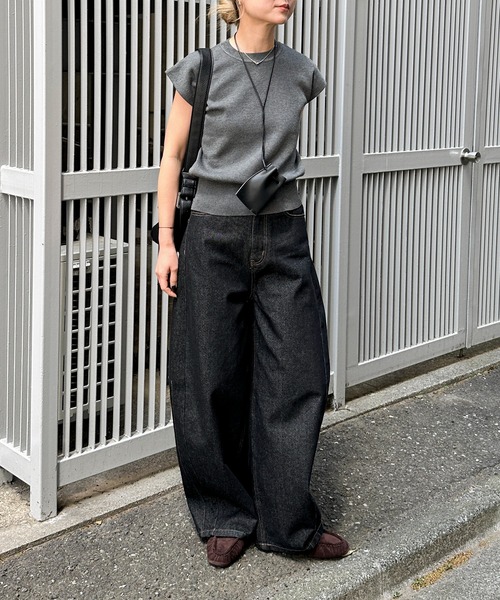 「feepur」 半袖ニット MEDIUM グレー レディース_画像3