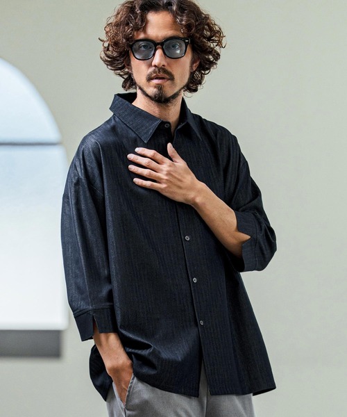 「Magine」 長袖シャツ 44 ブルー メンズ_画像4
