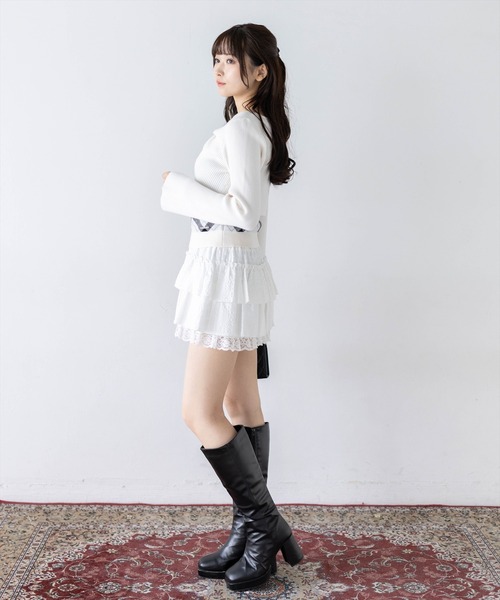 希少！未使用級✨Chloe ドッキングニットキャミソール リボン ホワイト clear ニット セーター リボンニットトップス＆チェックニット