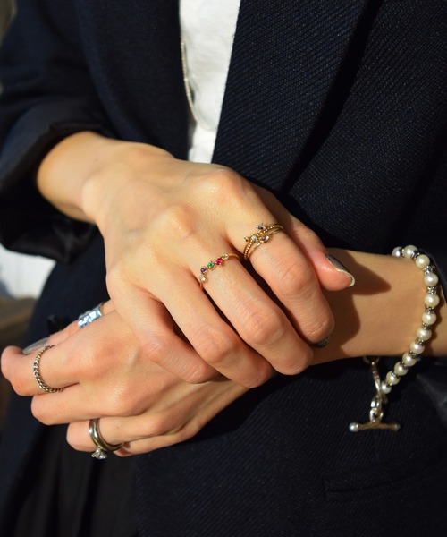 e.m. 指輪 リング アクアマリンゴールドリング レディース : ZOZOTOWN 
