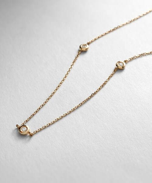 COCOSHNIK ネックレス K10ダイヤモンド ドーナツミラーカット 