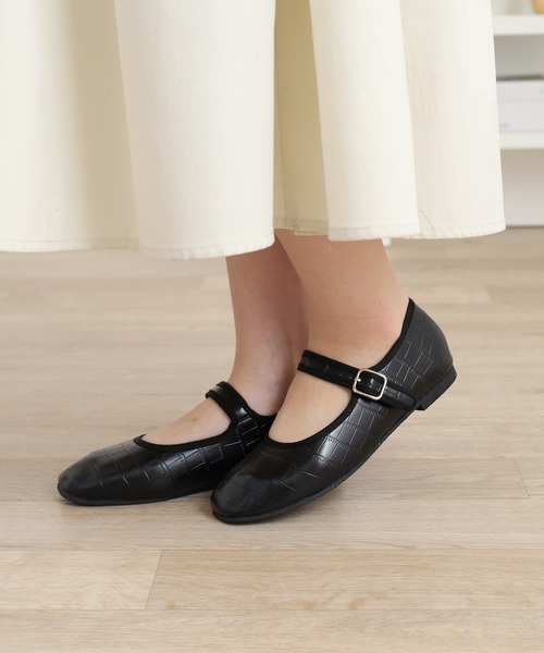 バレエシューズ パンプス AAA+Feminine スクエアトゥメリージェーン