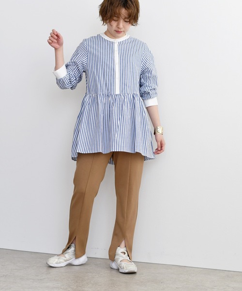 palm RICHE シャツ ブラウス バイカラーポイントストライプ
