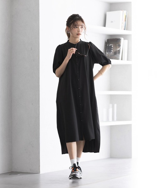 GeeRA ワンピース シャツワンピース バックプリーツシャツワンピース 