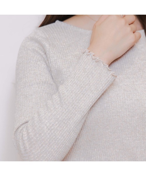 ニット セーター グリッターリボンロングスリーブ レディース flower（ファッション） ニット セーター グリッターリボン