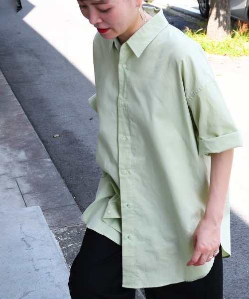ブラウス シャツ 「Attick by Johnbull」オーバーサイズハーフスリーブシャツ レディース