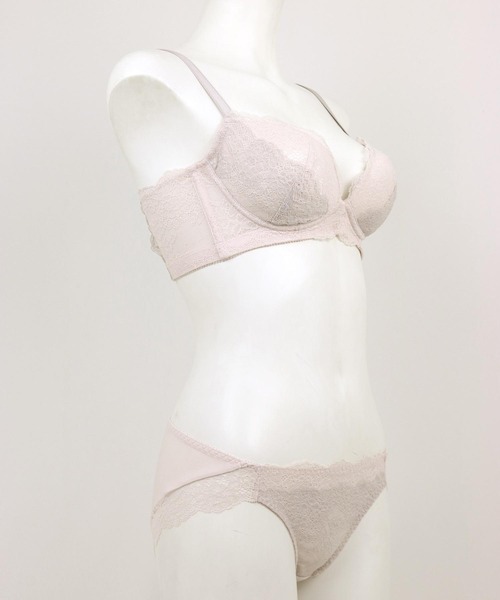 ホワイトレースブラ＆ショーツセット E75 fran de lingerie ブラジャー ショーツセット ノンワイヤーの