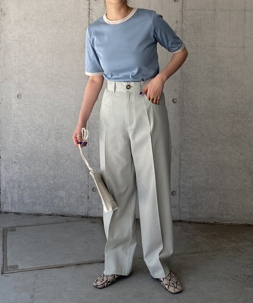 グレー リネン ワイドパンツ ハイウエスト リネンのワイドパンツ ユニセックス LINEN & BASIC | ウェア