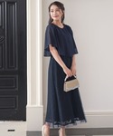 ドレス チュールプリーツ使いレースワンピースドレスの詳細画像5