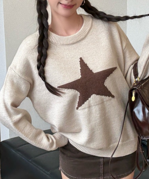 Achic（アシック） ニット セーター スターパターン 星 ニットプル