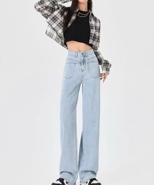 シルバー ストレートデニム レディース ジーンズ デニム デニムパンツ ポケットアクセント ストレート