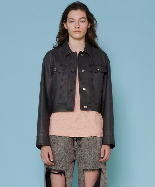 MAISON SPECIAL ジャケット ブルゾン Washed Vegan Leather Short 