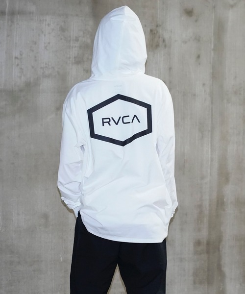 サイズＭ　黒/白RVCA ラッシュガードVENT LS SURF HOODIE 楽天市場】ルーカ ラッシュガード ジップパーカー RVCA VENT LS